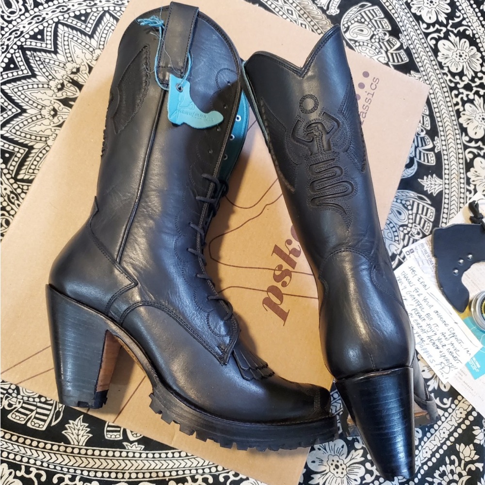 CUSTOM. Crescent lace-up eastern boot pskaufman... x me _ black leather